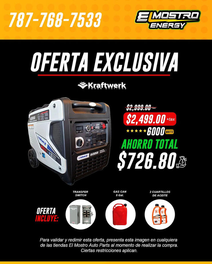 OFERTA KRAFTWERK 6000W INVERTER DUAL FUEL