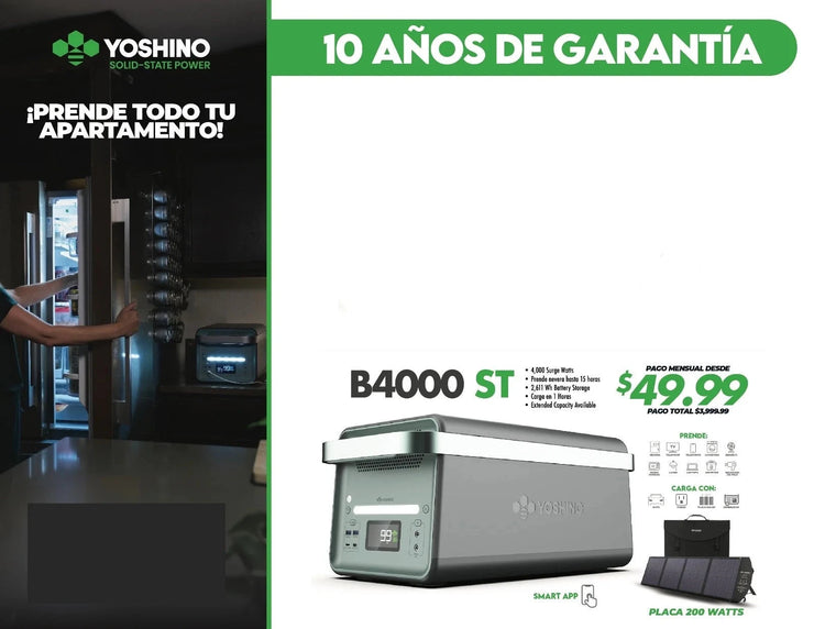 Yoshino B4000 Solid-State Portable Power Station - 4000W-INLCUYE PLACA SOLAR GRATIS