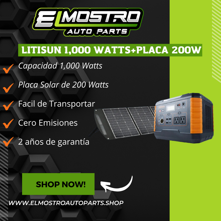 COMBO | LITISUN 1000 WATTS HORAS + PLACA SOLAR DE 200W